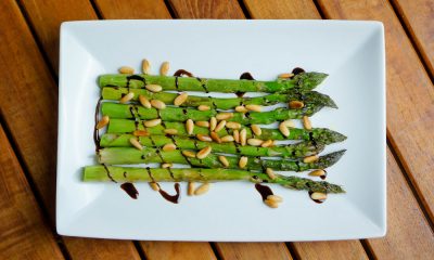 Asparagus with Creamy Balsamic & Pine Nuts